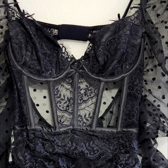 New!For Love And Lemons Delcate Lace‎ Long Sleeve Dress - Picture 8 of 12